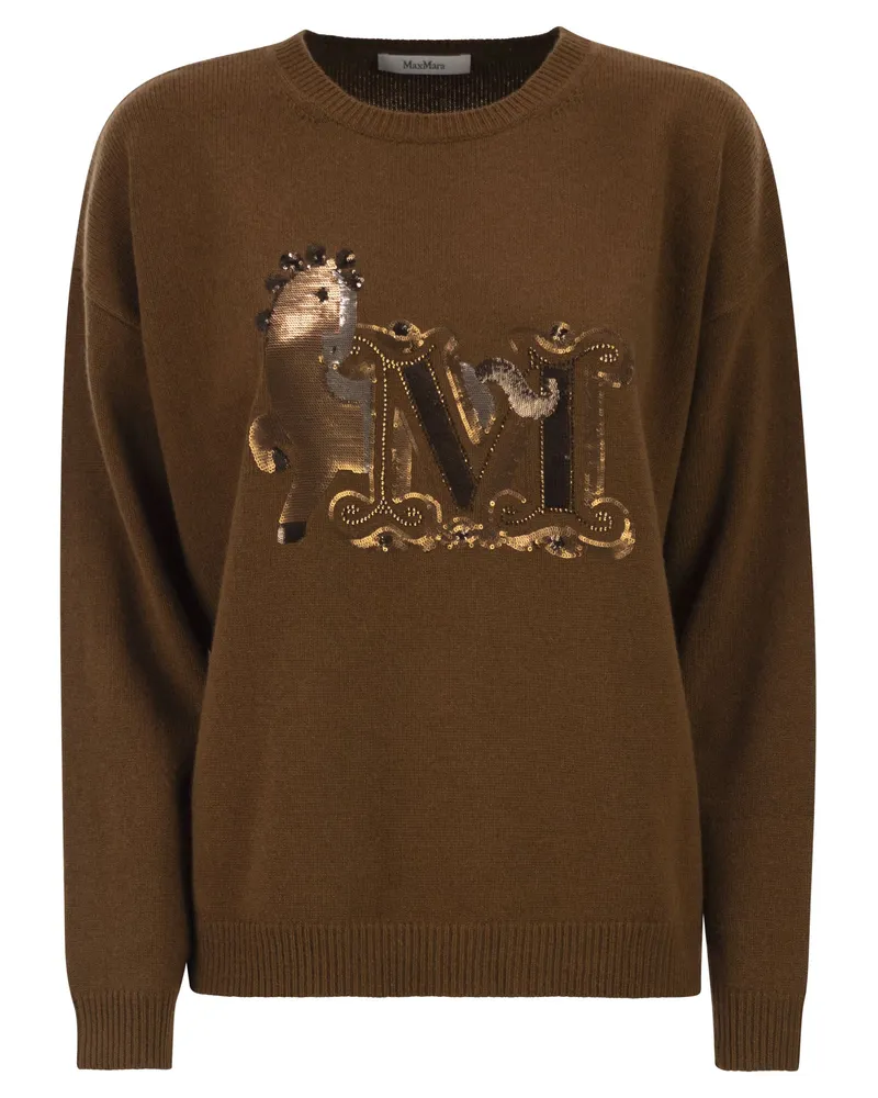 Max Mara Mxmterra Übergroßer Pullover aus Wolle und Kaschmir Brown