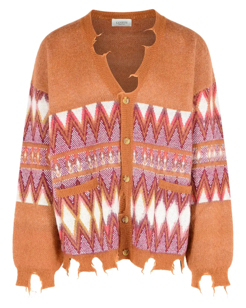 Laneus Multi Woll Misch -Strickjacke Brown