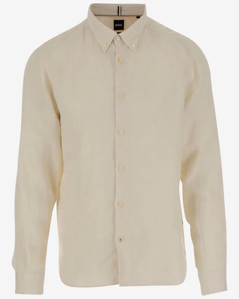 HUGO BOSS Leinenhemd Yellow