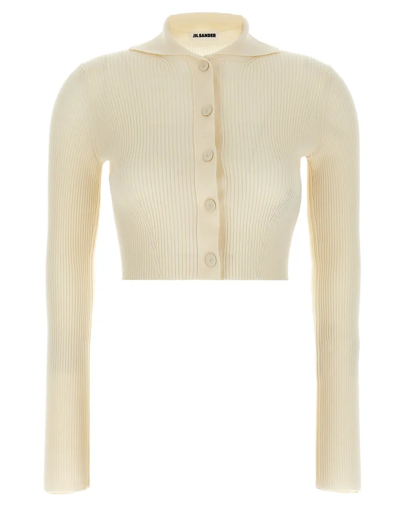 Jil Sander gerippten Strickjacke White