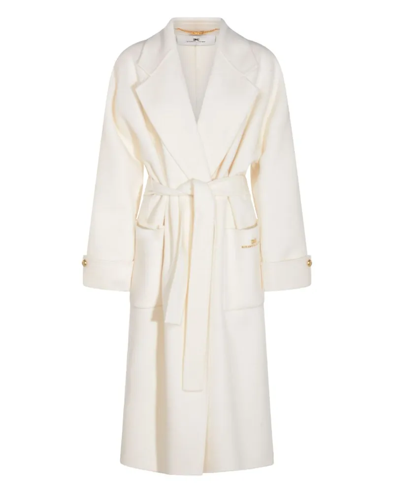 Elisabetta Franchi Wollmantel mit Gürtel White