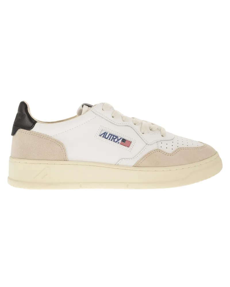 AUTRY Medaillengewinner niedriger Leder- und Wildleder -Turnschuhe Weiss