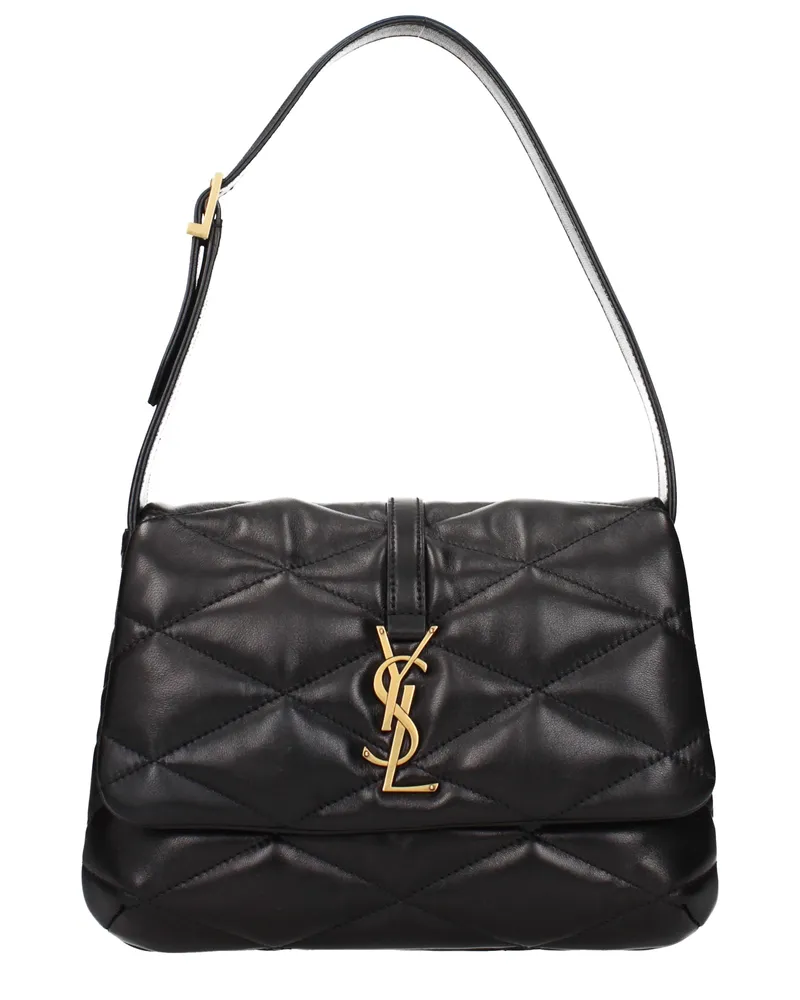 Saint Laurent Damens Le5a7 Umhängetasche aus schwarzem Leder -