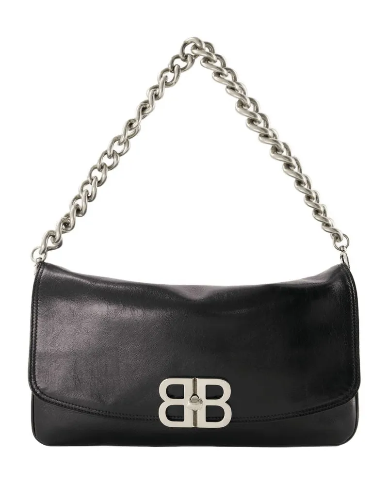 Balenciaga BB Weichklappenbeutel  Leder schwarz Schwarz