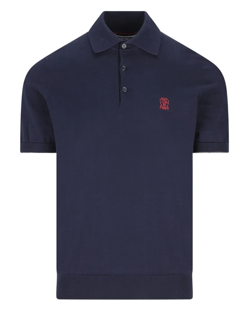Brunello Cucinelli Poloshirt aus Baumwolle mit Logo Blue