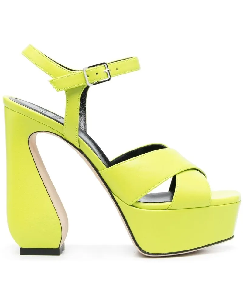 Sergio Rossi Lederferse Sandalen Yellow
