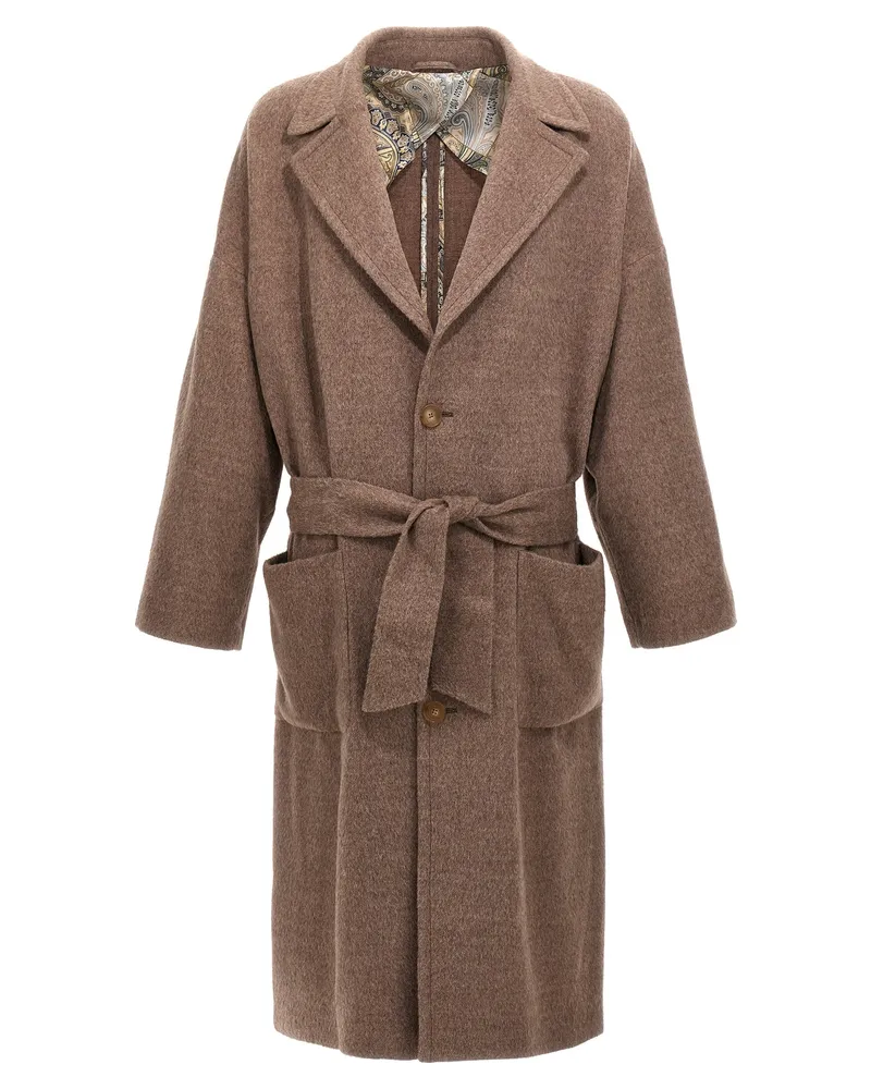 Etro Single Breasted Wollmantel Beige