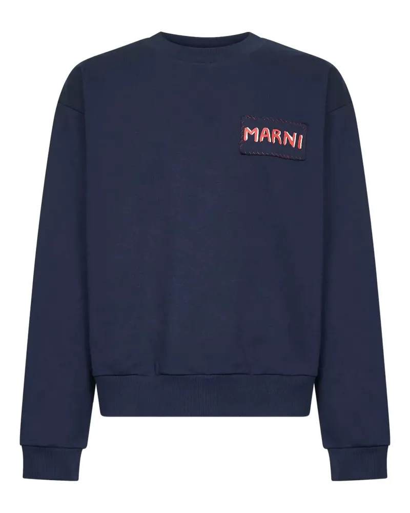 Marni Pullover mit gestickten Logo Blue