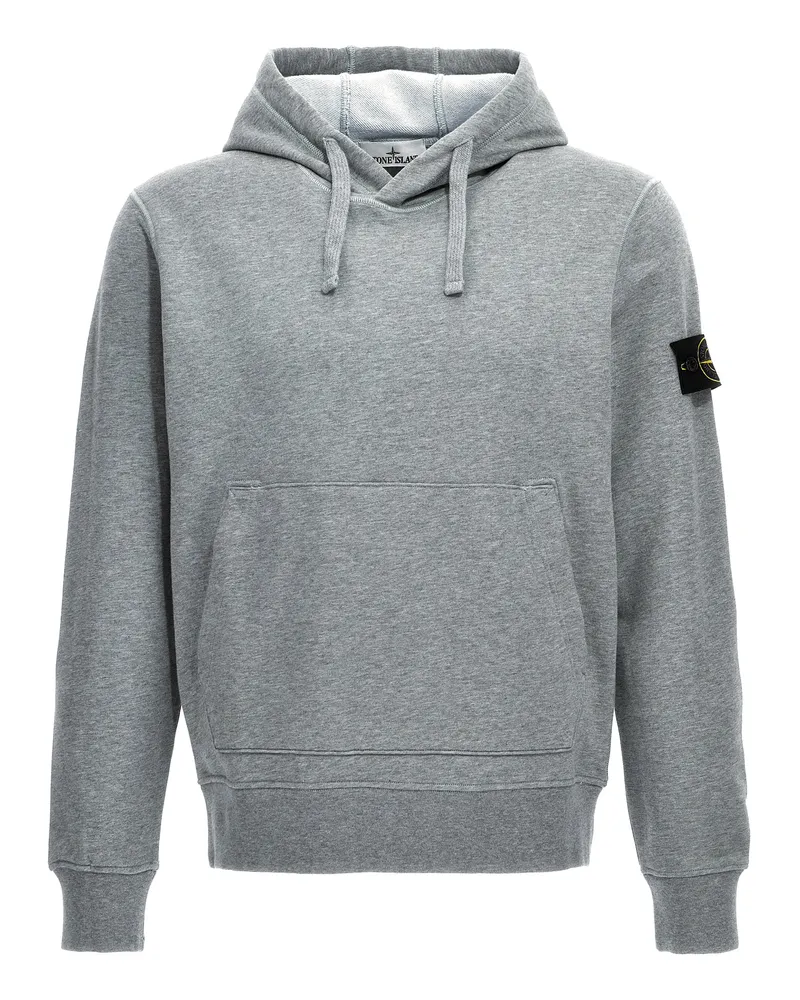 Stone Island Logo Badge Hoodie Gray