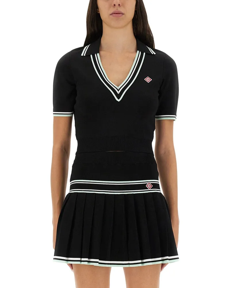 Casablanca Paris Viskose gegen Nackenpolohemd Black