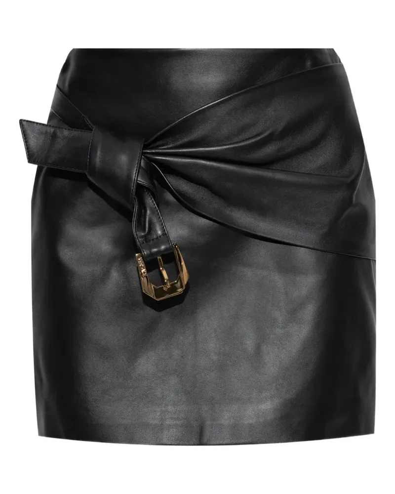 Versace Leder Minirock mit Schnalle Black