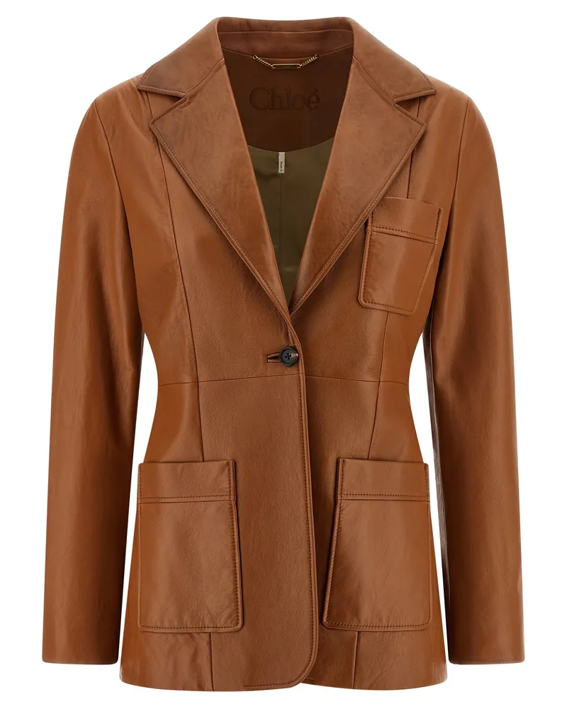 Chloé Leder Blazer Brown