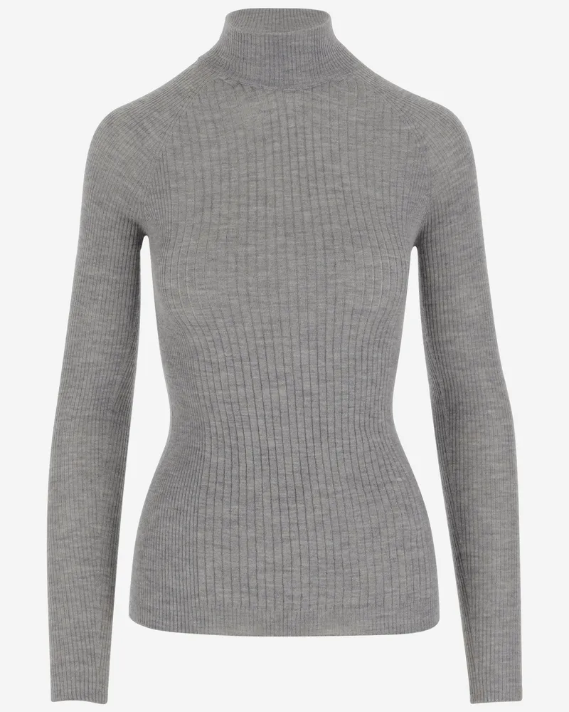 Sa Su Phi Cashmere und Seidenrippenstrickpullover Grey
