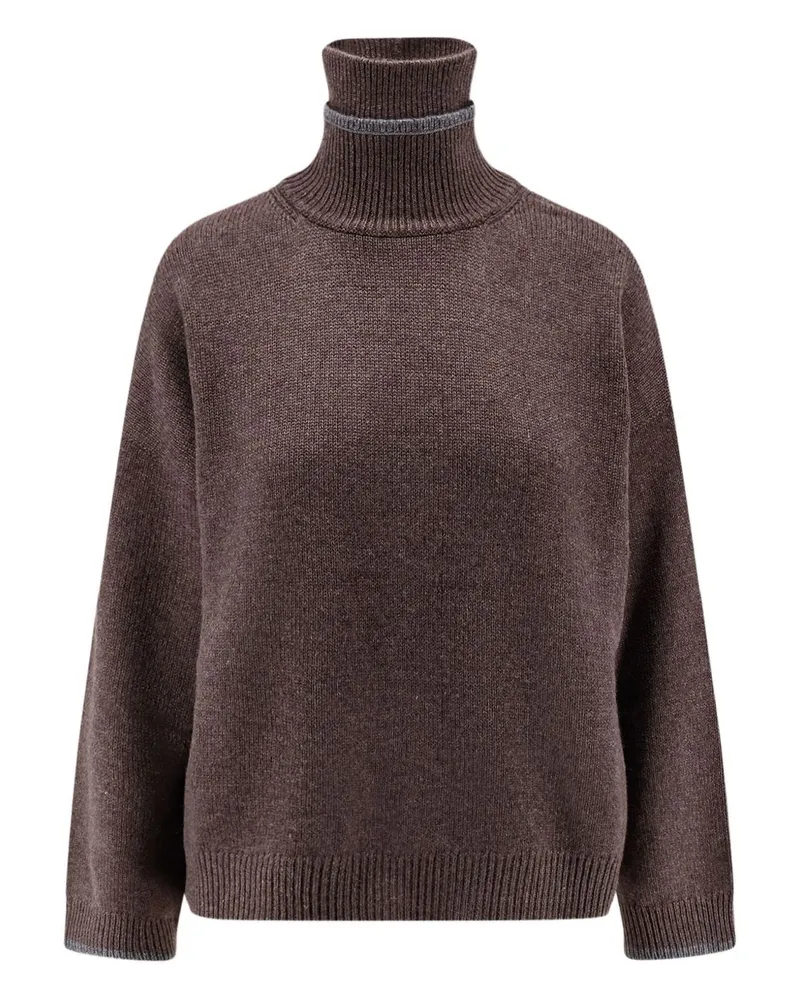 Brunello Cucinelli Cashmere Turtleneck Pullover Brown