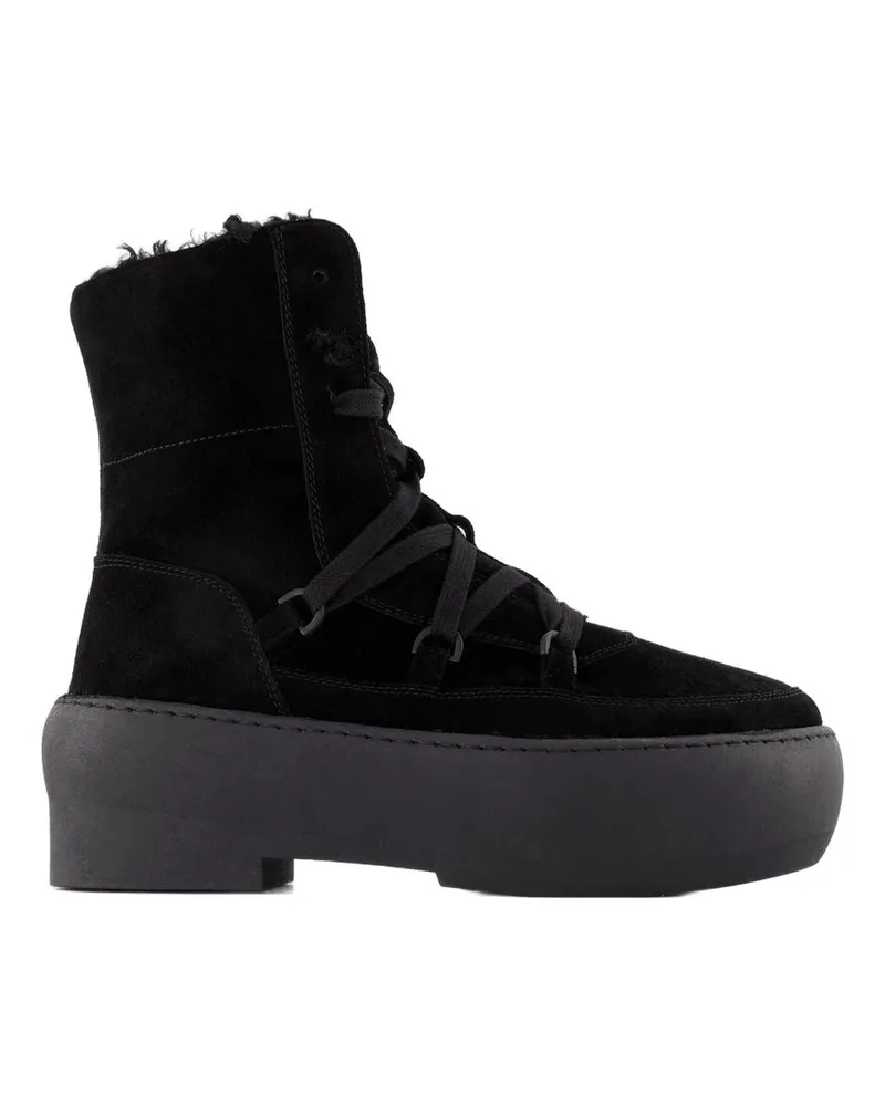 Gia Borghini Klobige Sohle Schnürstiefel in schwarzem Leder Black