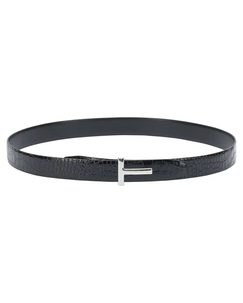 Tom Ford Gürtel mit Krokodildruck Black