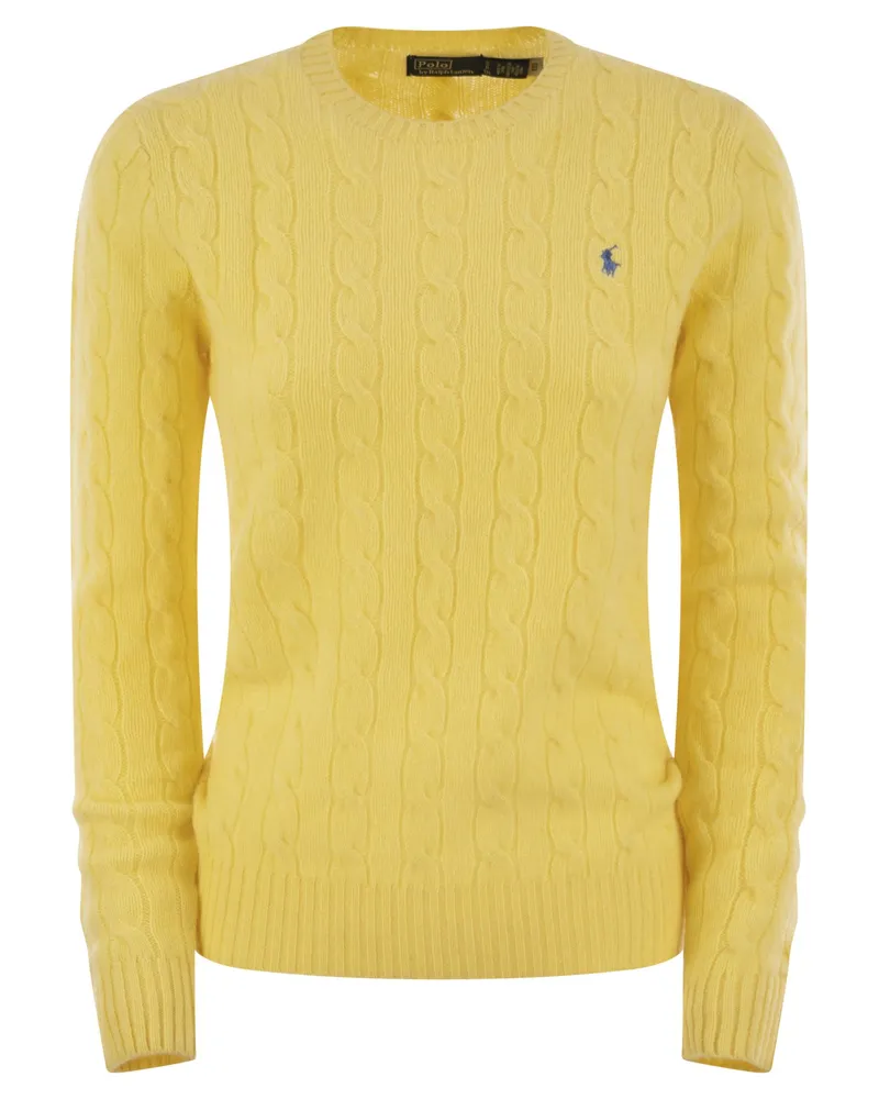 Ralph Lauren Wolle und Kaschmir -Kabel -Strickpullover Yellow