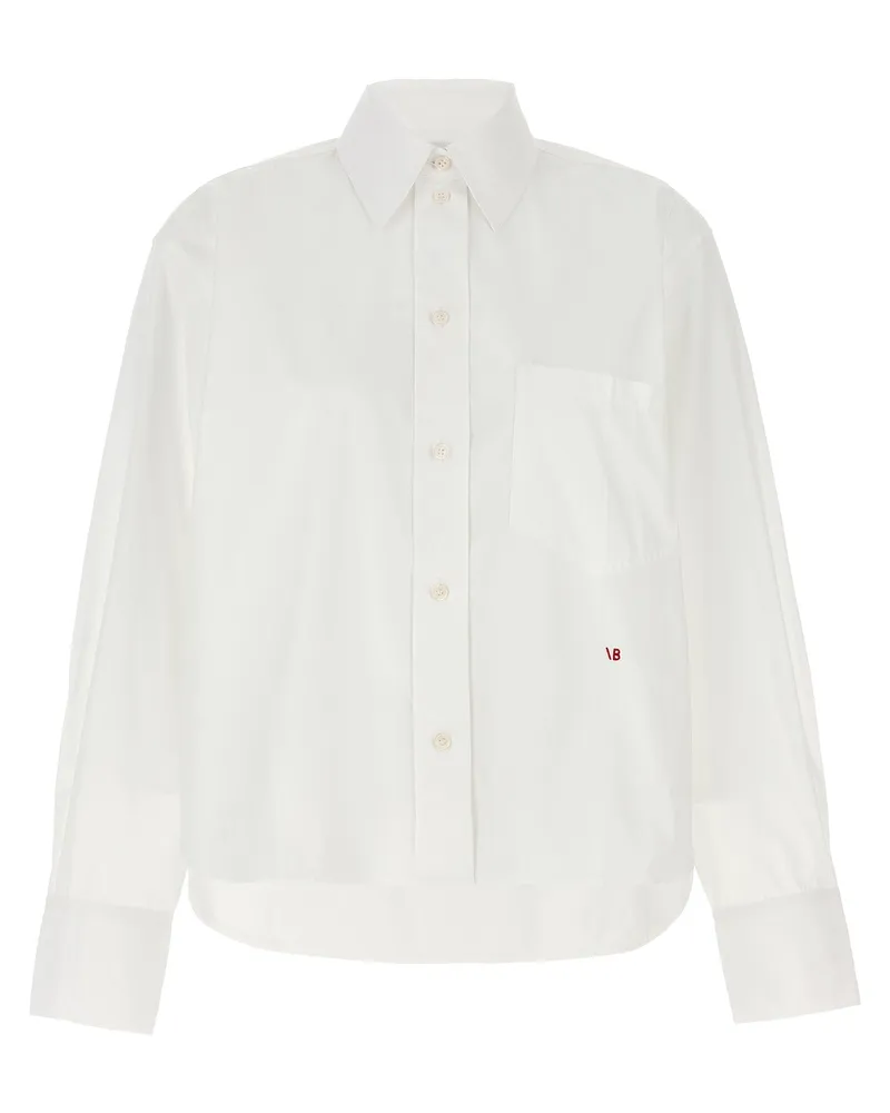 Victoria Beckham Cropped Hemd mit Logo -Stickerei Weiß