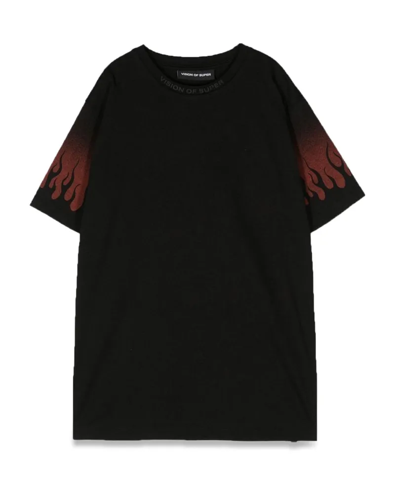 Vision Of Super Vision von super negativen roten Flammen M/C T -Shirt Black