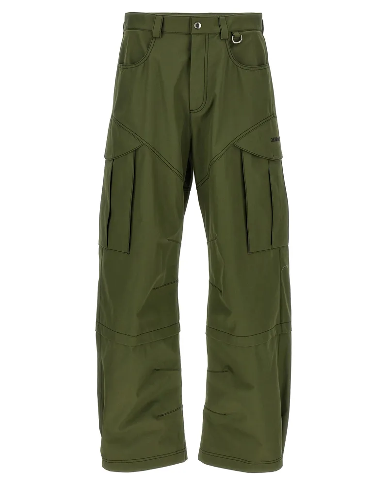 OFF-WHITE Aus weißer 'arr cot geraded Frachthose Green