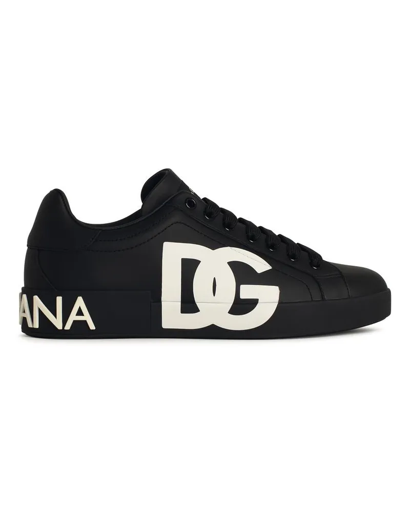 Dolce & Gabbana Portofino Black Lear Sneakers Black