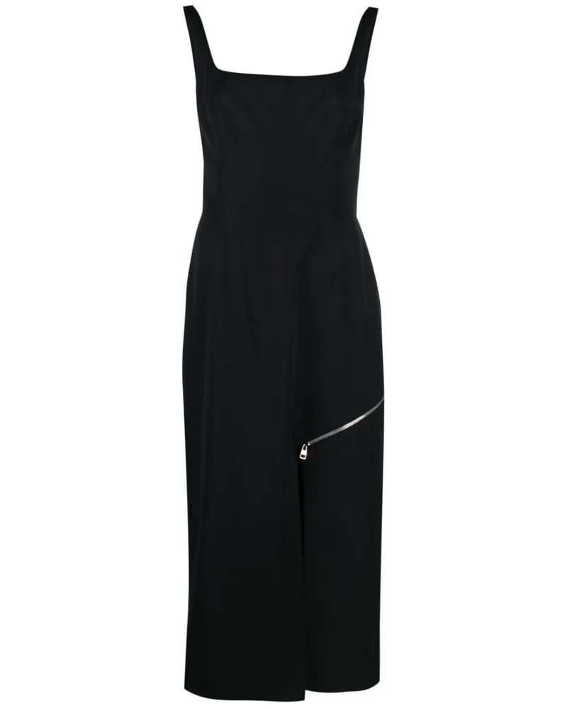 Alexander McQueen Alexander MC Königin Grain de Poudre Wool Midi Kleid Black