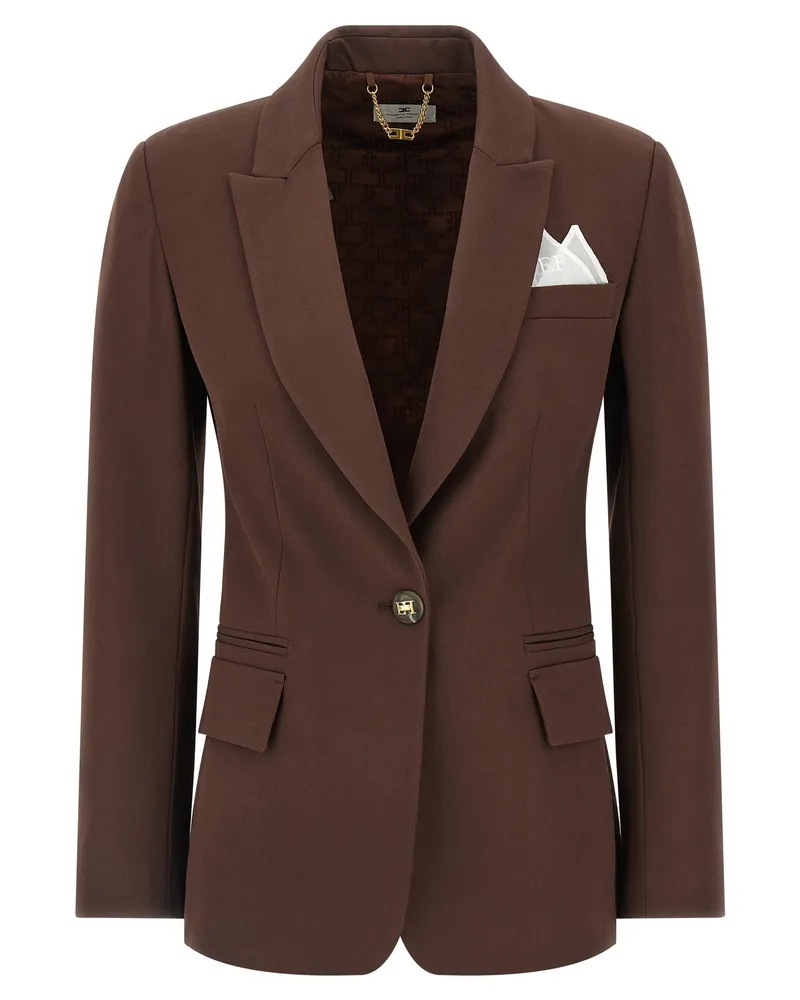 Elisabetta Franchi Pocket Blazer Brown