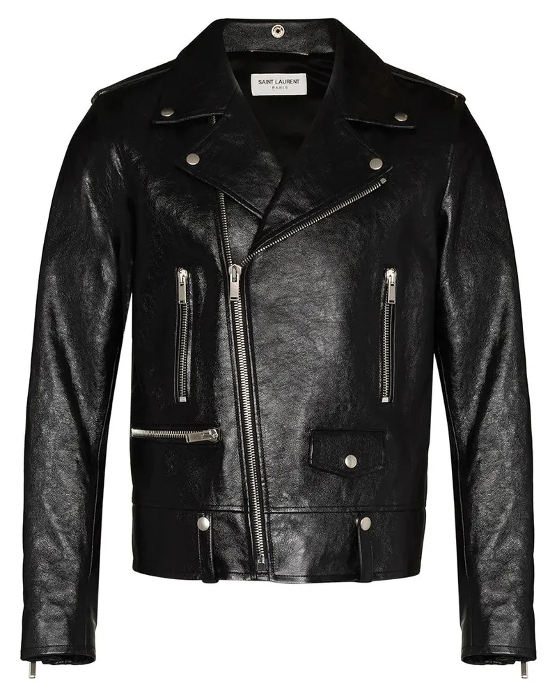 Saint Laurent Black Leder Motorradjacke Black