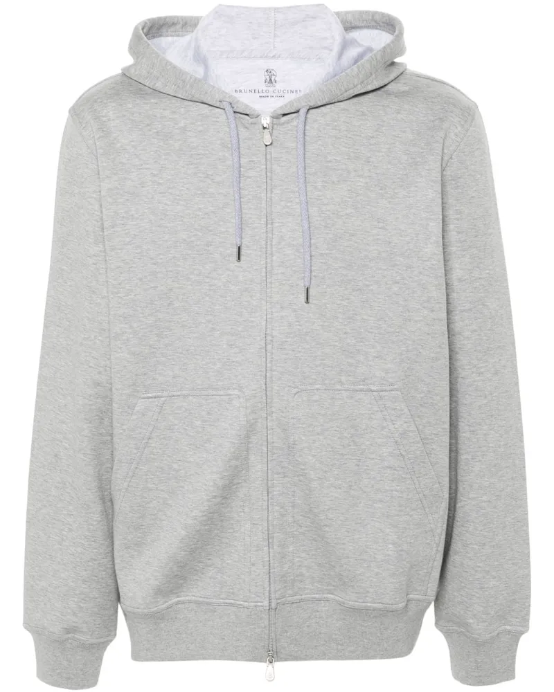 Brunello Cucinelli Kapuzenpullover aus Baumwollmischung Grey