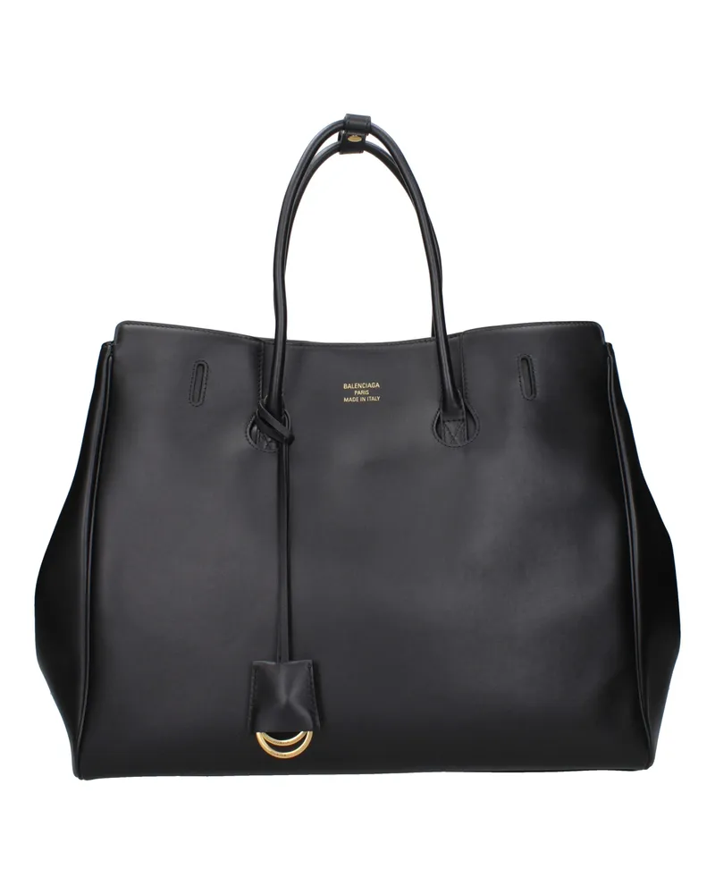 Balenciaga Damens Hampton Handtasche aus schwarzem Leder -