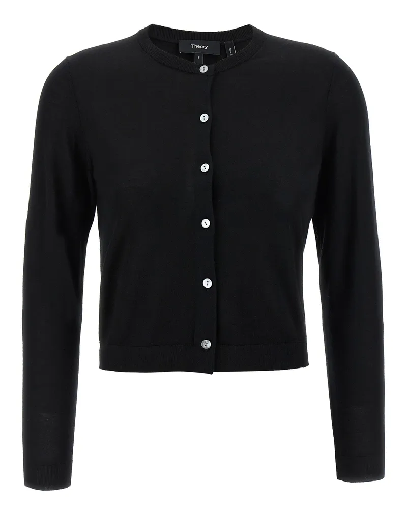 Theory Theorie Wolle geschnittene Strickjacke Black
