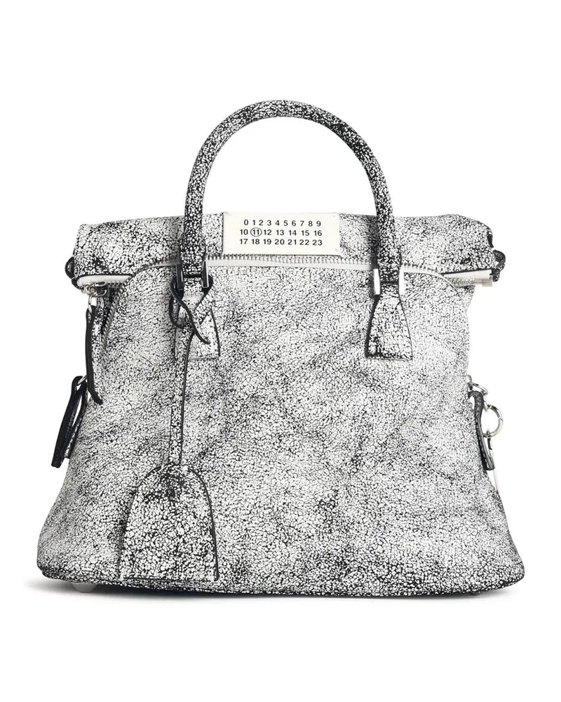 Maison Margiela 5 ac' schwarz -weiß gebrochener Lear -Tasche White