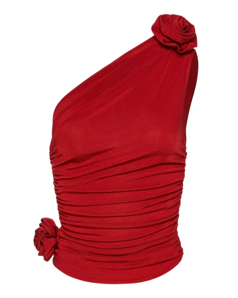 Magda Butrym Red One Schulter T -Shirt Red