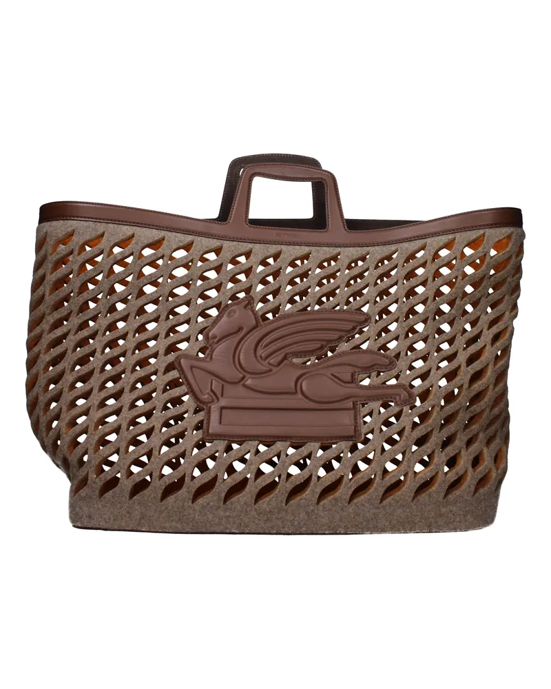 Etro Damen's Handtaschen Stoff Grau/Braun -