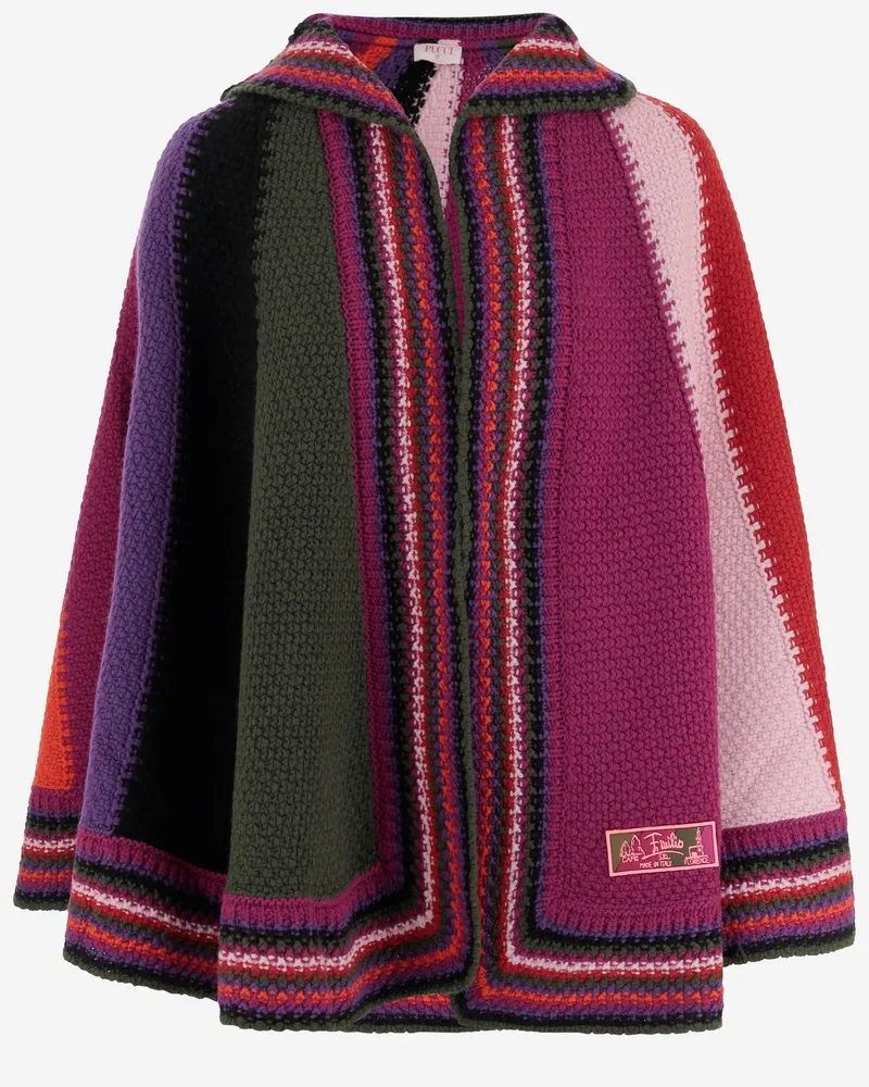 Emilio Pucci Farbblock Wolle Cape Red