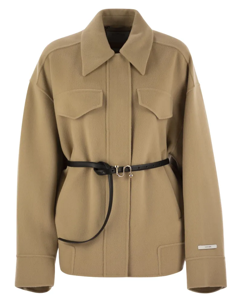 SPORTMAX Cantore Double Woll Caban Camel