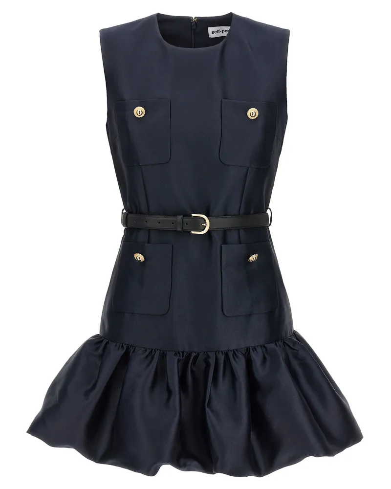 Self-Portrait Selbstporträt 'Navy Tafta Mini' Kleid Blue