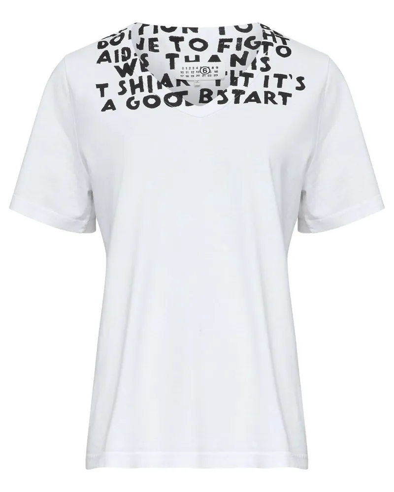 Maison Margiela bedruckte Baumwoll -T -Shirt White