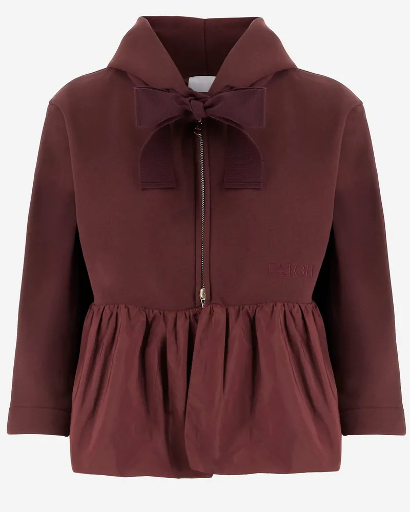 Patou mit Kapuze -Sweatshirt mit Rüschen in Bio -Baumwolle Red