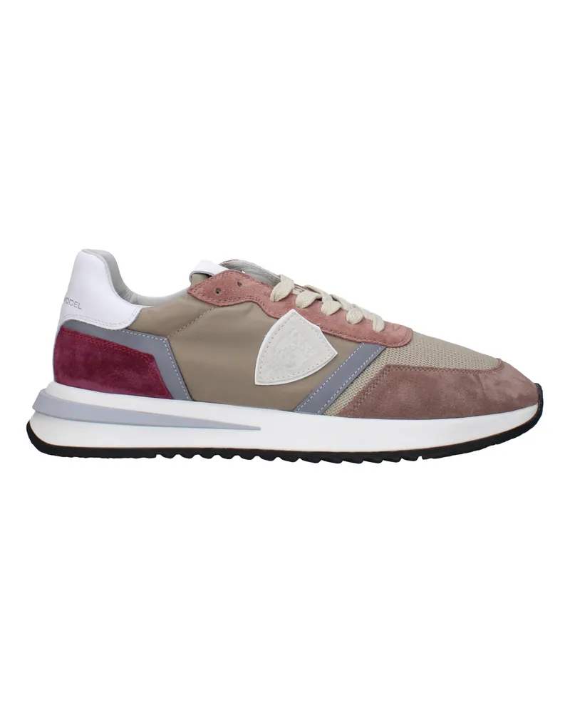 Philippe Model Sneakers Tropez 2.1 Herrens Stoff Beige/Bordeaux -