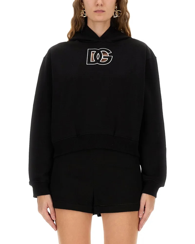 Dolce & Gabbana Sweatshirt mit DG Stickerei Black