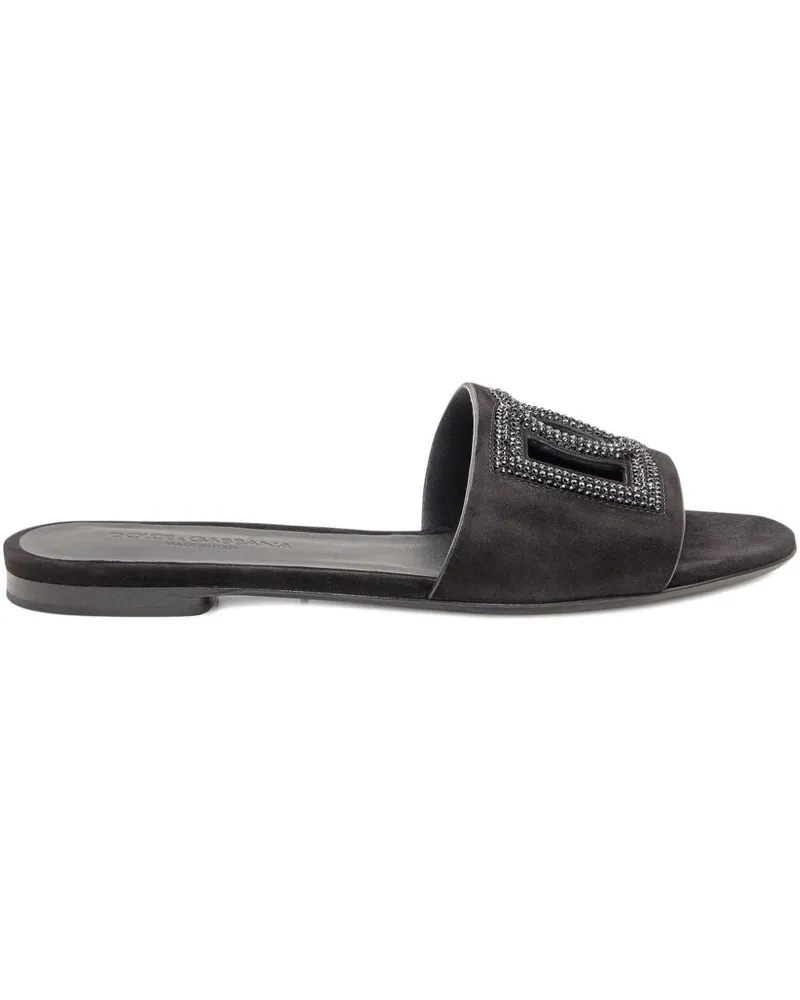 Dolce & Gabbana DG Logo Ledersandalen Black