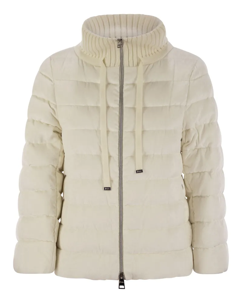 Herno Resort Hood in staubiger Samt White