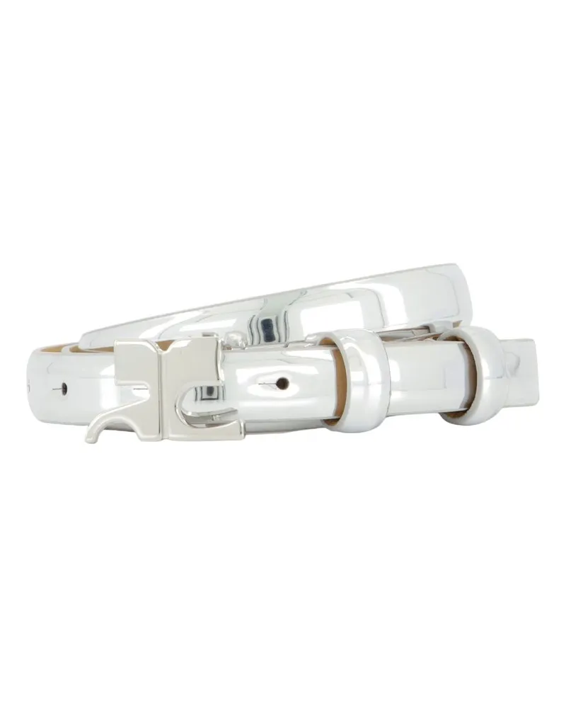 Courrèges Wechselstrom -Spiegelgürtel -Courreves Leder Silber Silver