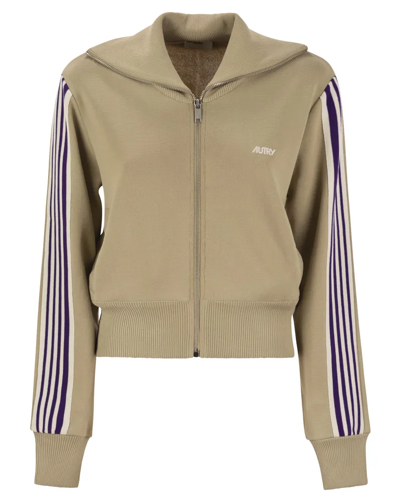 AUTRY Strick -Tennisstil Reißverschluss -Sweatshirt Beige