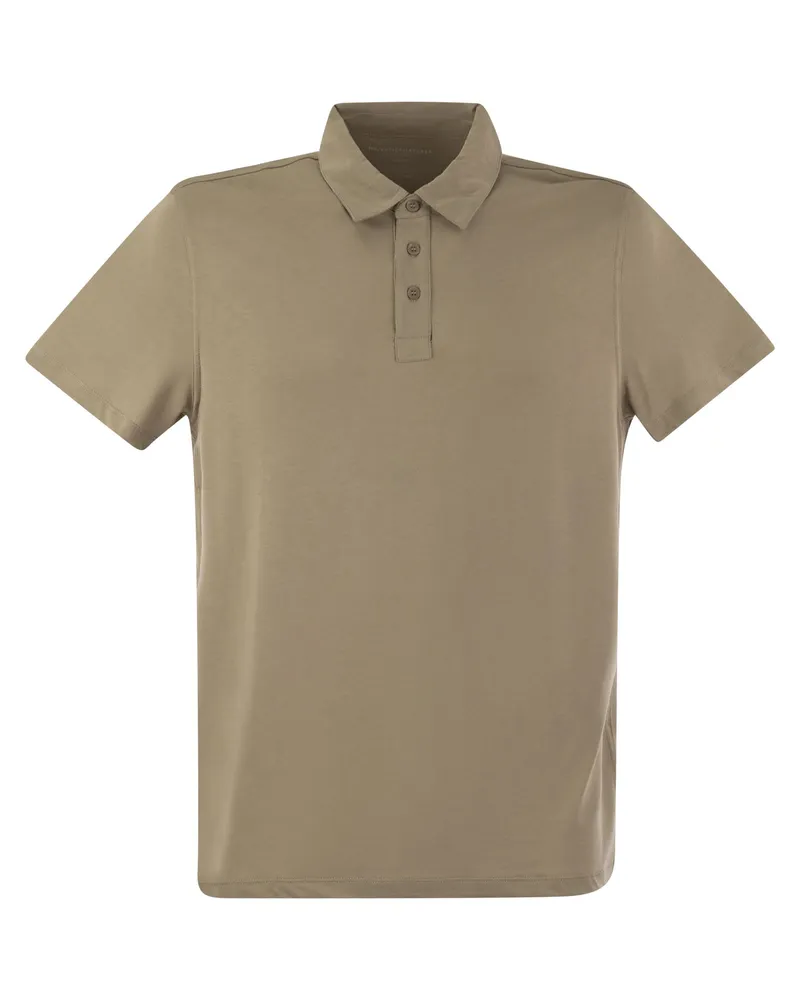Majestic Majestätisches kurzärärmisches Poloshirt in Lyocell Sand