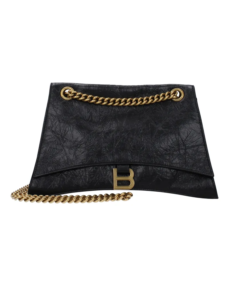 Balenciaga Damens Crush Umhängetasche aus schwarzem Leder -