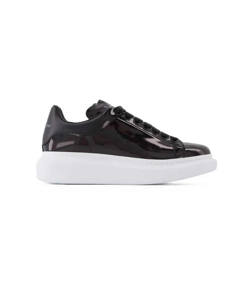 Alexander McQueen Übergroße Turnschuhe in schwarzem Leder Black