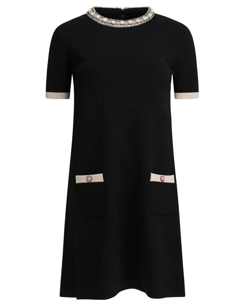 Valentino Garavani verziertes Halsbandkleid Black