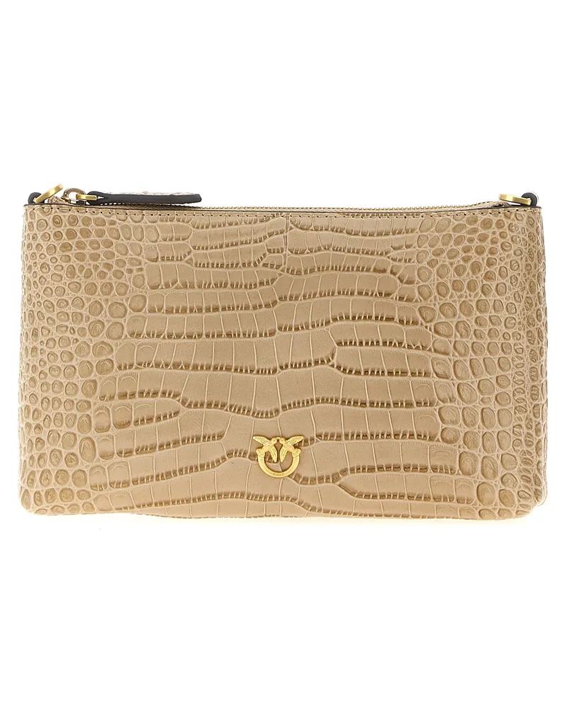 Pinko flache horizontale' Mini -Crossbody -Tasche Beige